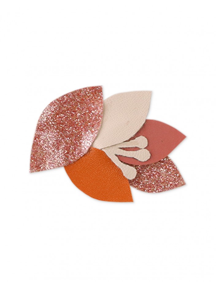 Girls' Faux Leather Flower Clip Set