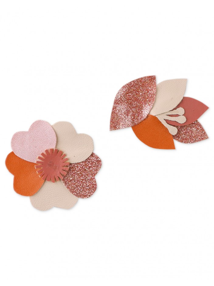 Girls' Faux Leather Flower Clip Set