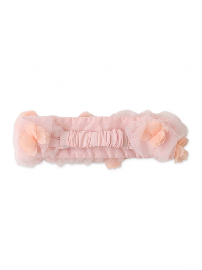 Baby Girls' Tulle Turban with Rouching and Flowers