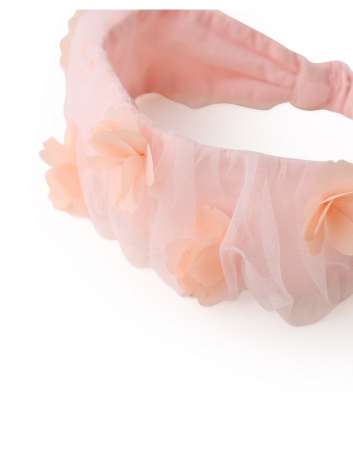 Baby Girls' Tulle Turban with Rouching and Flowers