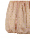 Girls' Dotted Crumpled Organza with Ruched Bodice and Bubble Sleeves Waisted Dress