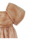 Girls' Dotted Crumpled Organza with Ruched Bodice and Bubble Sleeves Waisted Dress