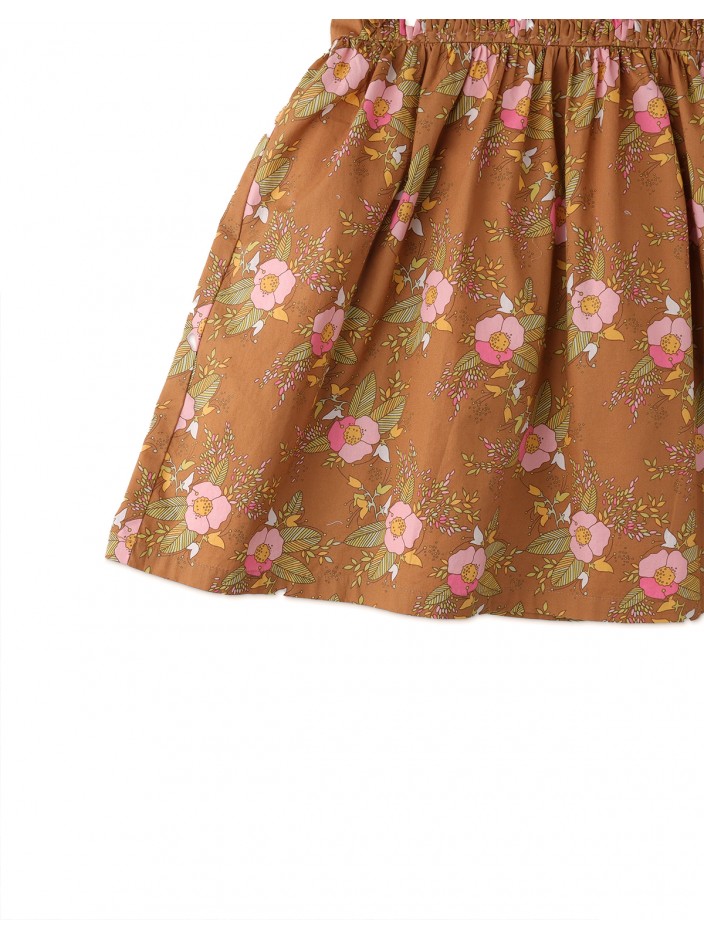 Girls' Diamond Smocked Dress With  Ruffled Sleeves