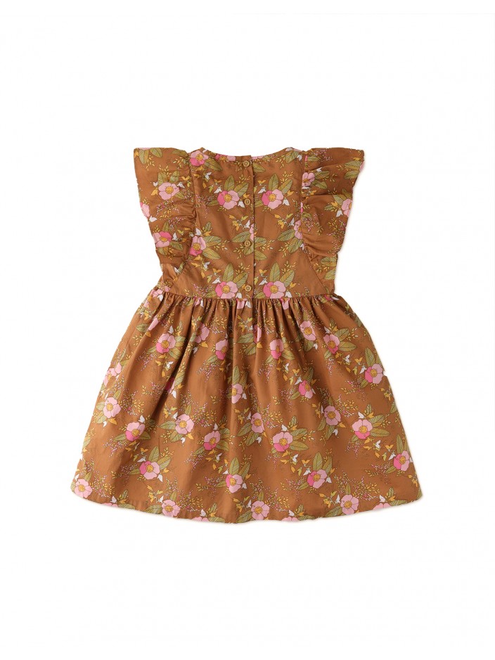Girls' Diamond Smocked Dress With  Ruffled Sleeves