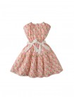 Girls' Floral Print  Dress With Ties And Side Cut Outs