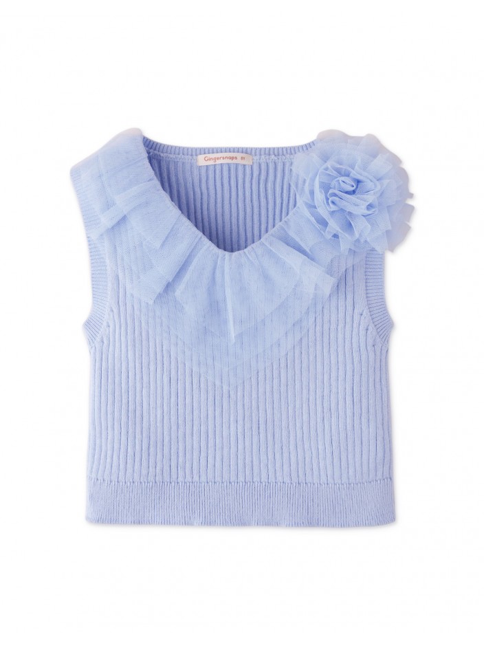 Girls' Shell Top With Ruffles And Corsages