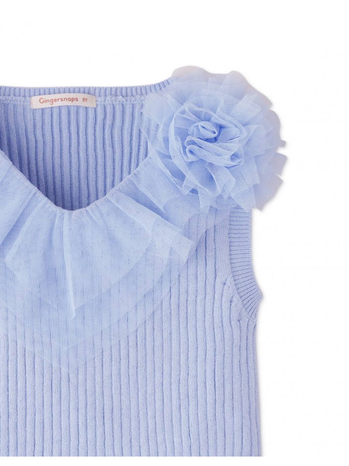 Girls' Shell Top With Ruffles And Corsages