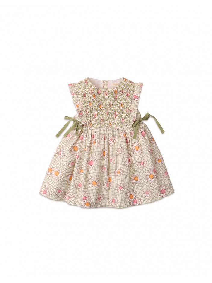 Baby Girls' Daisy Print Smocked Dress With Ruffles