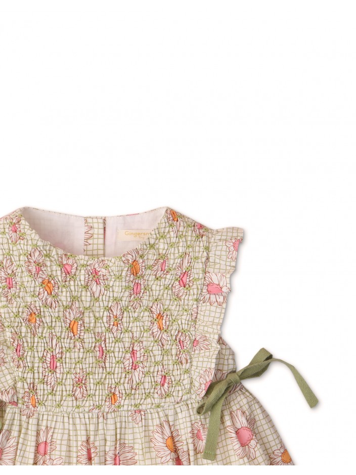 Baby Girls' Daisy Print Smocked Dress With Ruffles