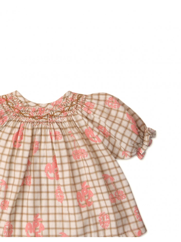 Baby Girls' Fruit Print Smocked Blouse With Braided Ties