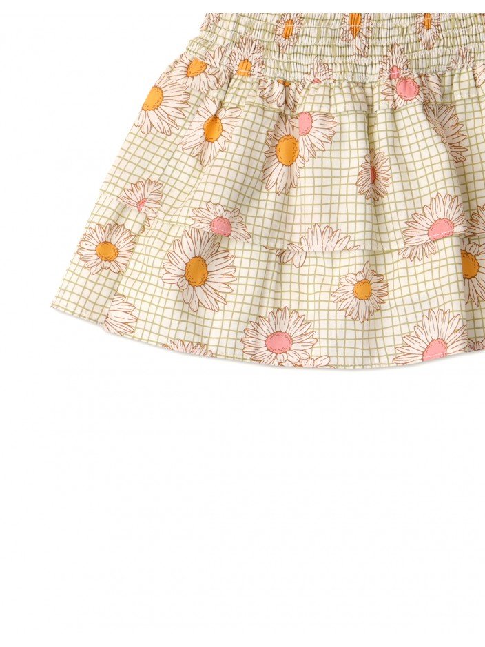 Baby Girls' Smocked Daisy Print Teired Skirt