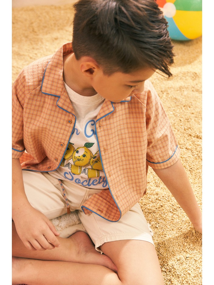 Boys' Crumpled Checks Short Sleeves Shirt