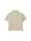 Baby Boys' Crumpled Cotton Checks Short Sleeves Shirt W/ Embroidery