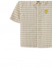 Baby Boys' Crumpled Cotton Checks Short Sleeves Shirt W/ Embroidery