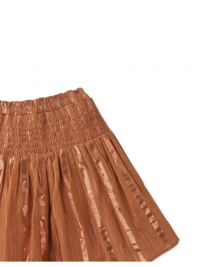 Girls' Lurex Stripey Skirt With Smocked Yoke