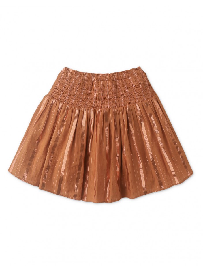 Girls' Lurex Stripey Skirt With Smocked Yoke
