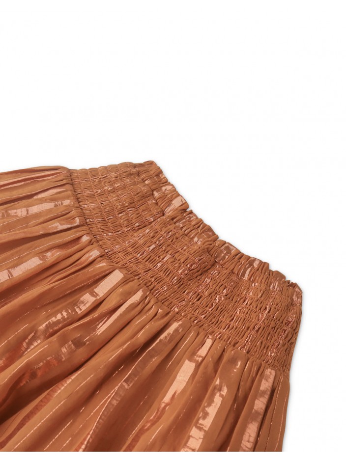 Girls' Lurex Stripey Skirt With Smocked Yoke