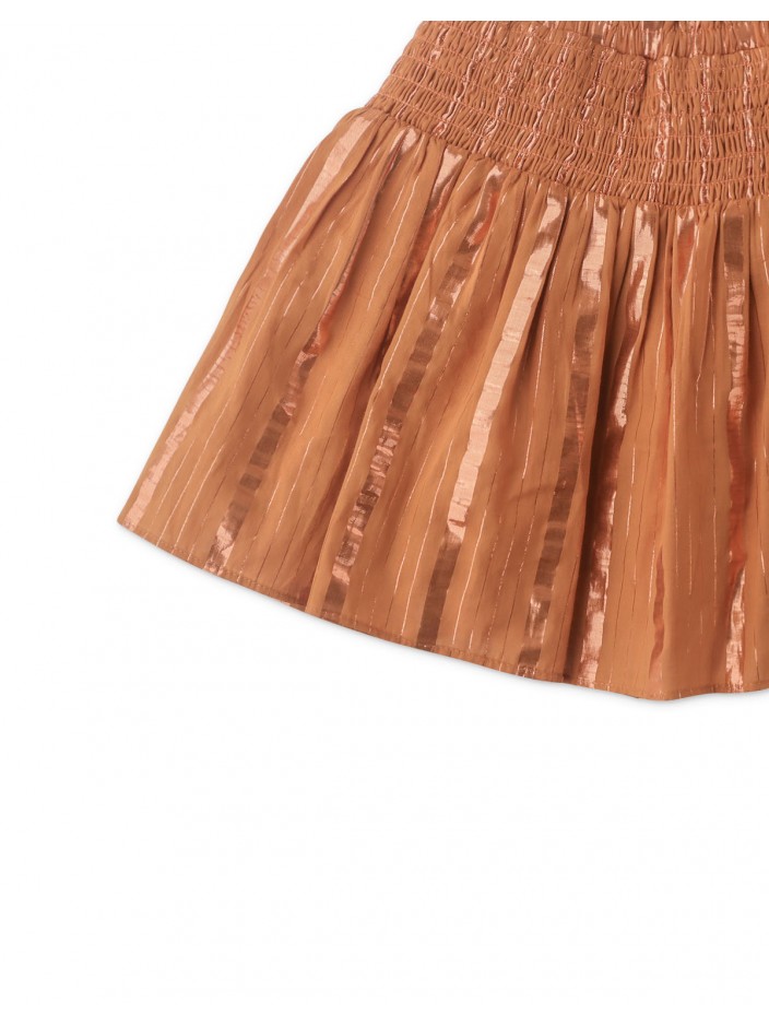Girls' Lurex Stripey Skirt With Smocked Yoke