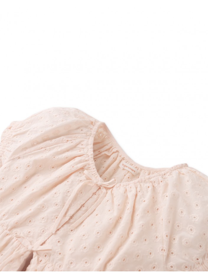 Girls' Floral Cotton Eyelet V Neck Flowy Top