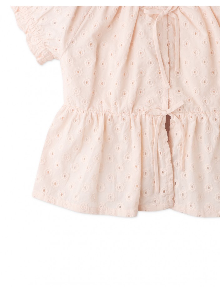 Girls' Floral Cotton Eyelet V Neck Flowy Top
