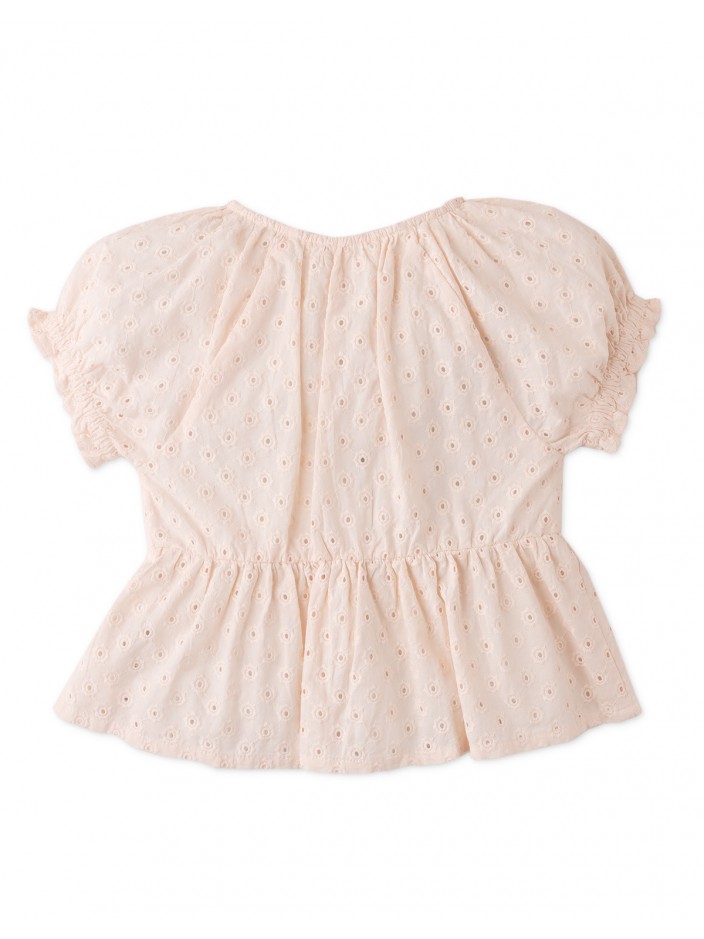 Girls' Floral Cotton Eyelet V Neck Flowy Top