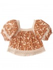 Girls' Floral Print Lace Cut Out Blouse