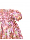 Girls Printed Smocked Dress With Puff Sleeves And Inner Camisole
