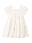 Girls Eyelet Dress With Puff Sleeves And Tiered Bottom