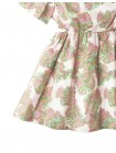 Girls Floral Print Waisted Dress With Puff Sleeves And Side Cut Outs