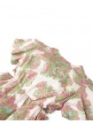 Girls Floral Print Waisted Dress With Puff Sleeves And Side Cut Outs