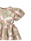 Girls Floral Print Waisted Dress With Puff Sleeves And Side Cut Outs