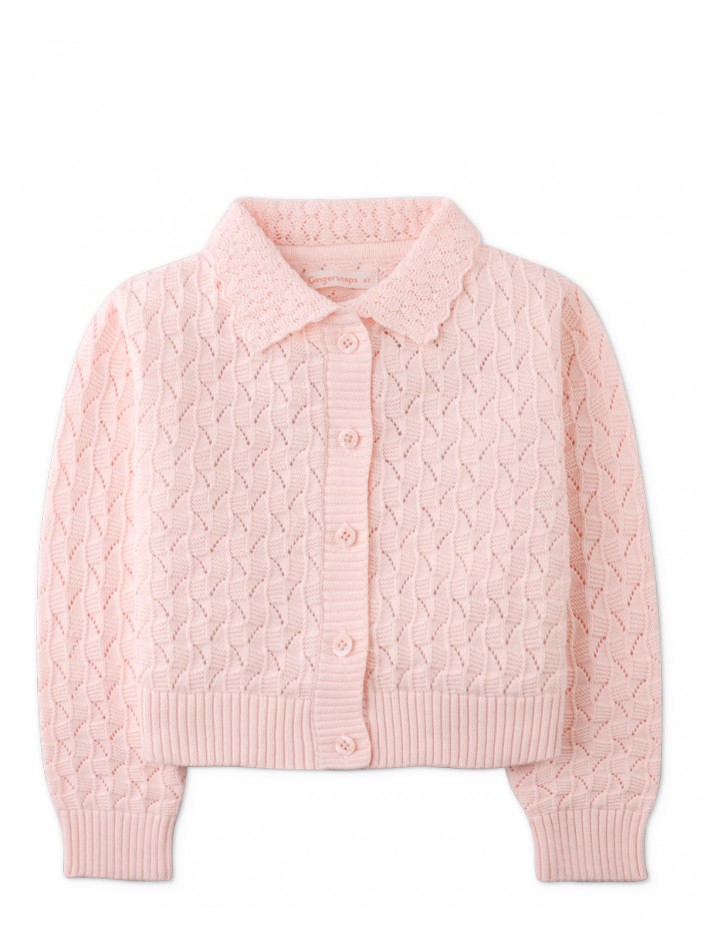 Girls' Dahlia Button-Down Cardigan With Scallop Collar