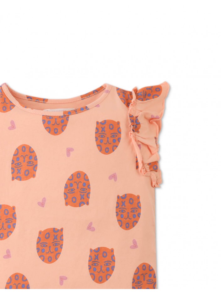 Baby & Toddler Girls' Leopard All Over Print Tee With Ruffle Sleeves