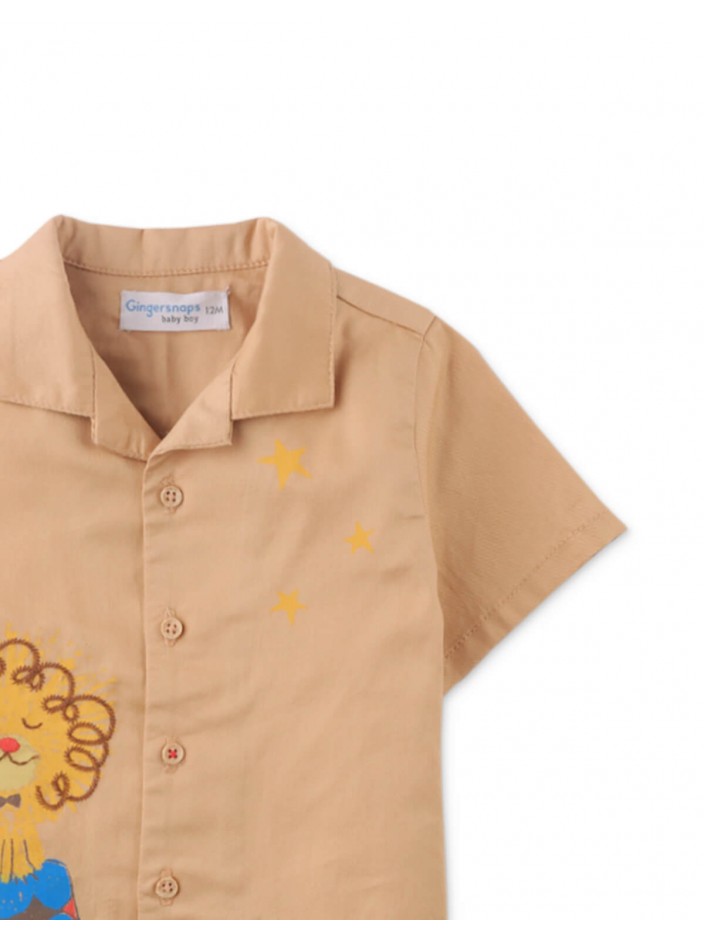 Baby & Toddler Boys' Julian Shirt With Lion And Stars Print With Emroidered Details