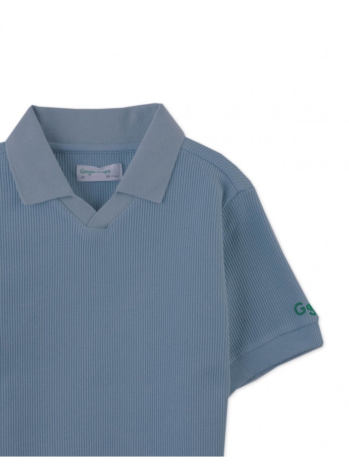 Boys' Asher V-Neck Waffle Polo