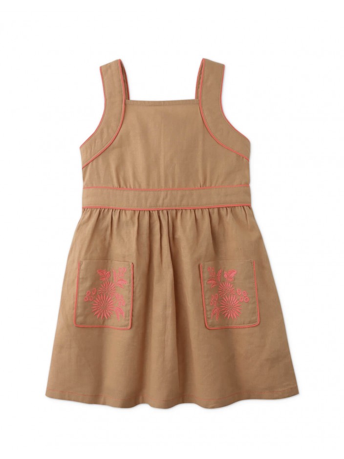 Girls' Olga Dress With Pockets And Embroidered Details