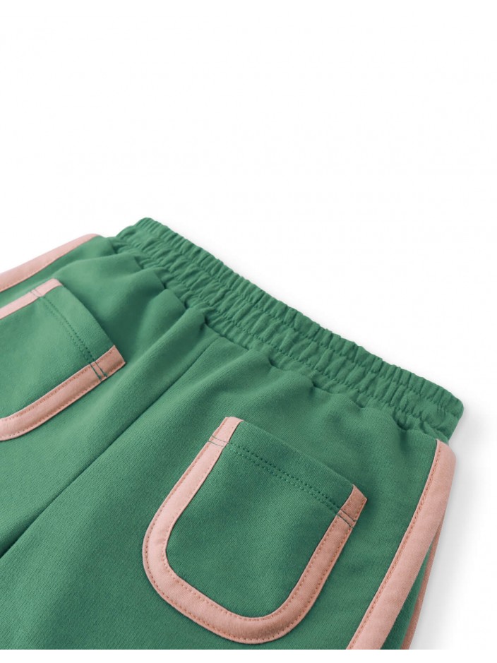 Girls' Rosalyn Shorts Green W/ Front Pockets & Contrast Combi