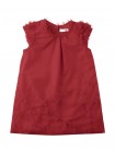 Girls' Dorothy Swing Dress Red With Floral Applique On Sleeves