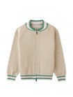 Girls' Zelda  Knit Jacket Shimmery Gold With Stripey Ribbing