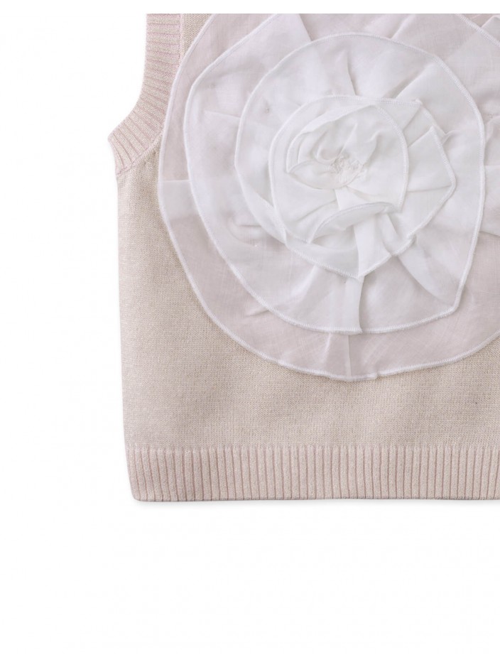 Girls' Stefania Vest Pink With Oversized Contrast Flower