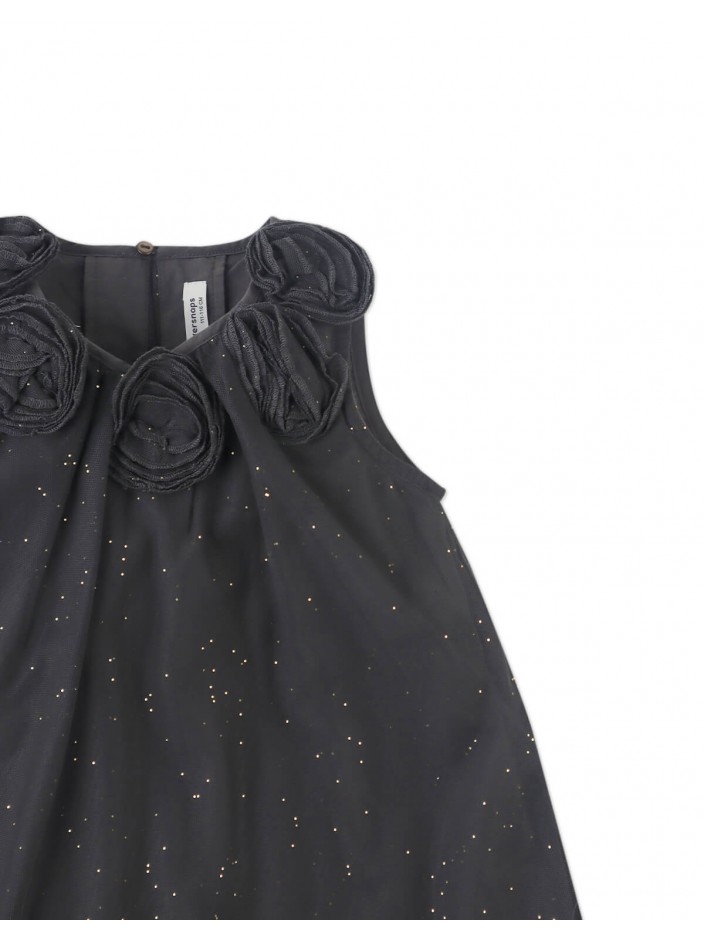 Girls' Polina Shift Dress Ebony With Corsages