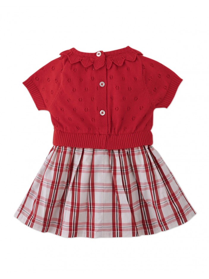 Baby & Toddler Girls' Becky Bodice Dress Red With Checked Tafetta Bottom