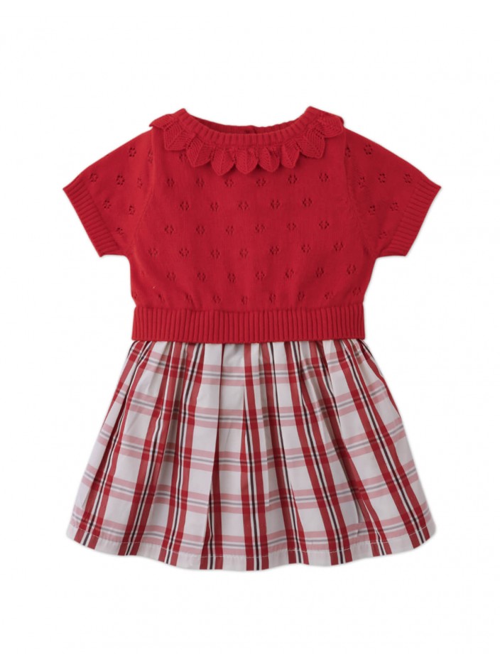 Baby & Toddler Girls' Becky Bodice Dress Red With Checked Tafetta Bottom