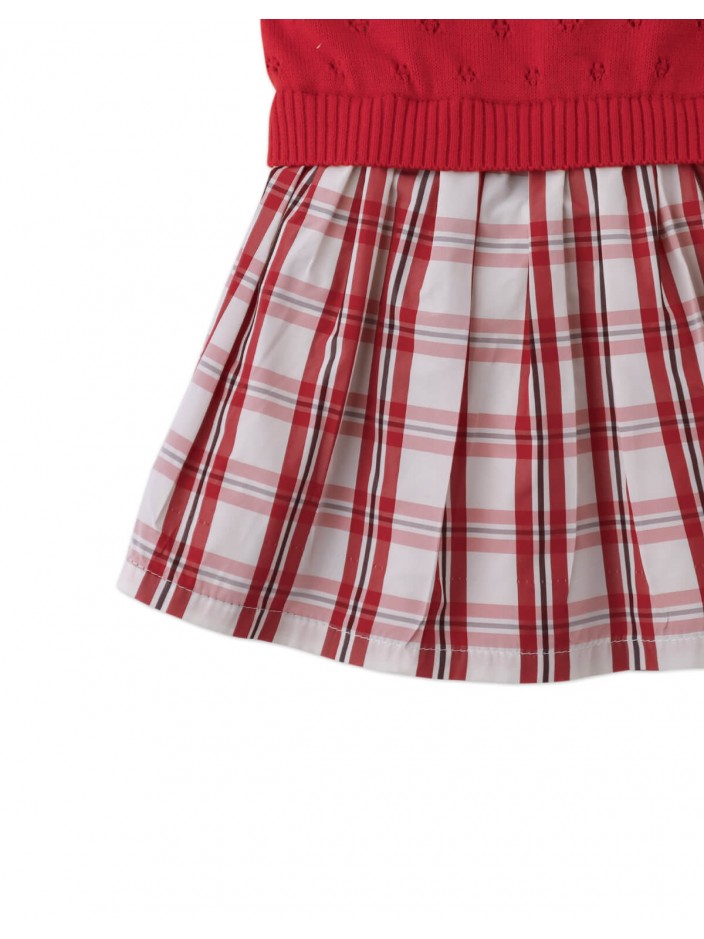 Baby & Toddler Girls' Becky Bodice Dress Red With Checked Tafetta Bottom