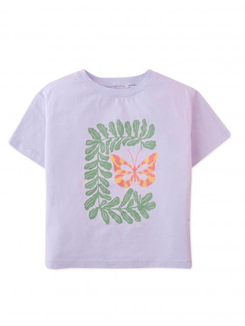 Janis Tee With Butterfly And Leaves Print