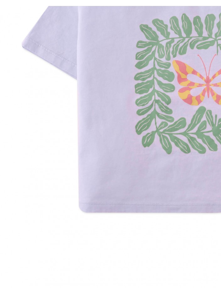 Janis Tee With Butterfly And Leaves Print