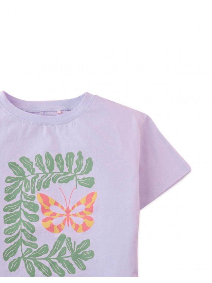 Janis Tee With Butterfly And Leaves Print