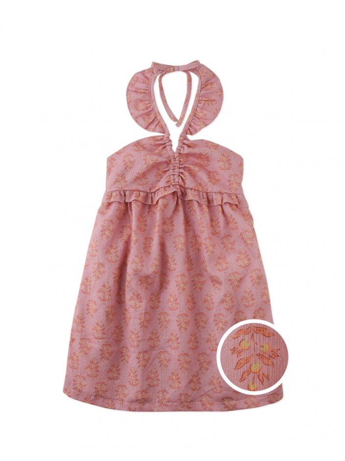 Regina Cheesecloth Halter Dress With Ruffles