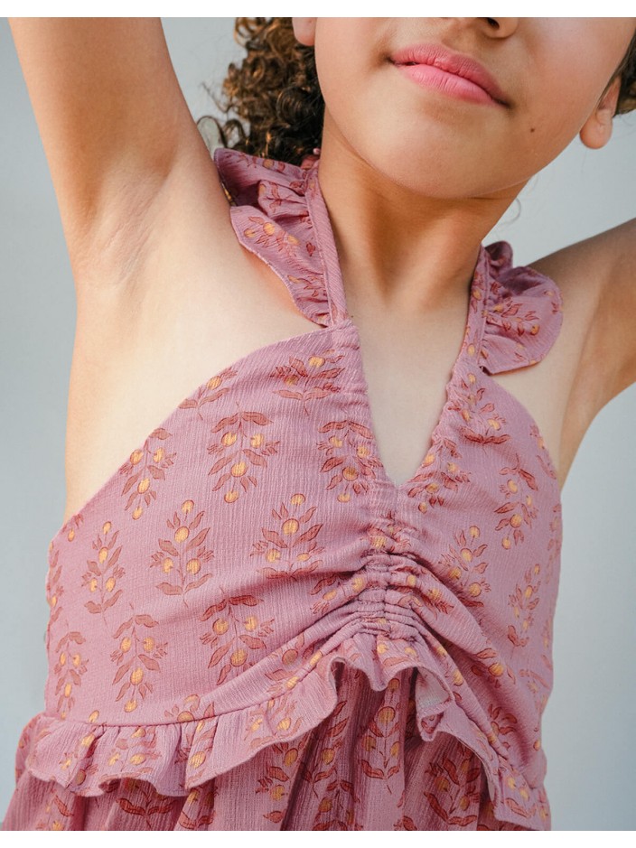 Regina Cheesecloth Halter Dress With Ruffles