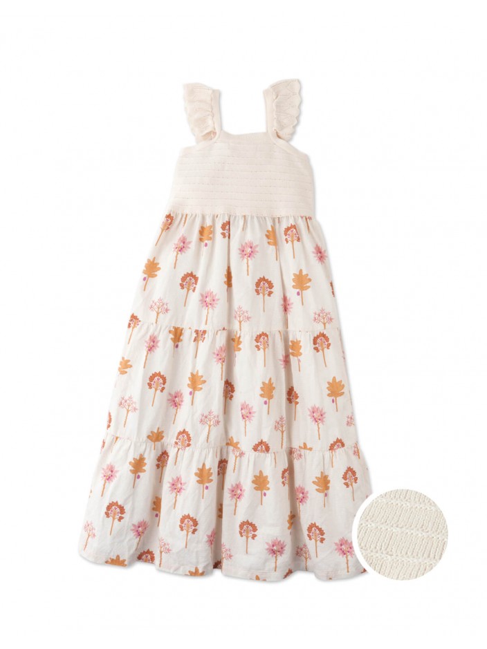Skylar Knitted Bodice Printed Tiered Maxi Dress